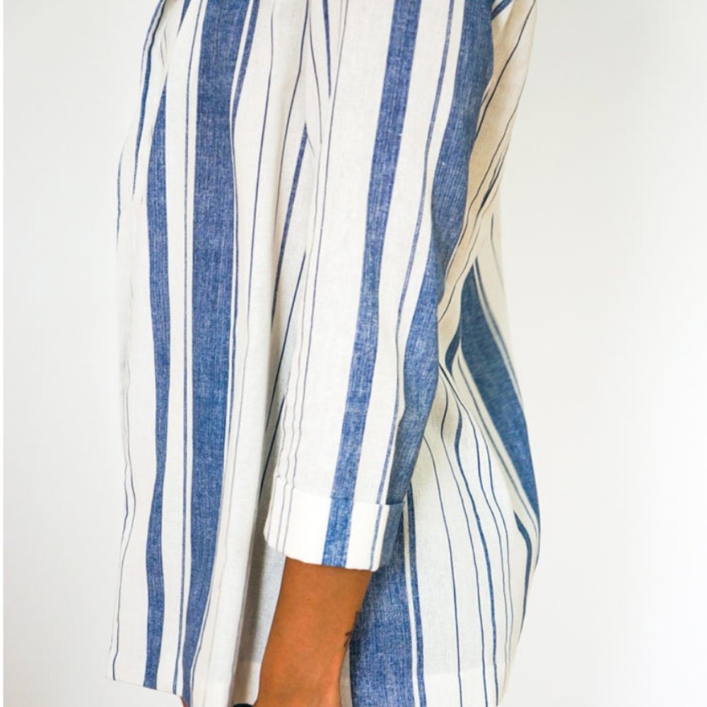 NWT Shawl Collar Striped Linen Blazer - Picture 6 of 9